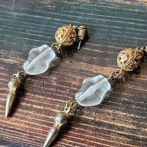 Gold Ball And Crystal Drop Earrings